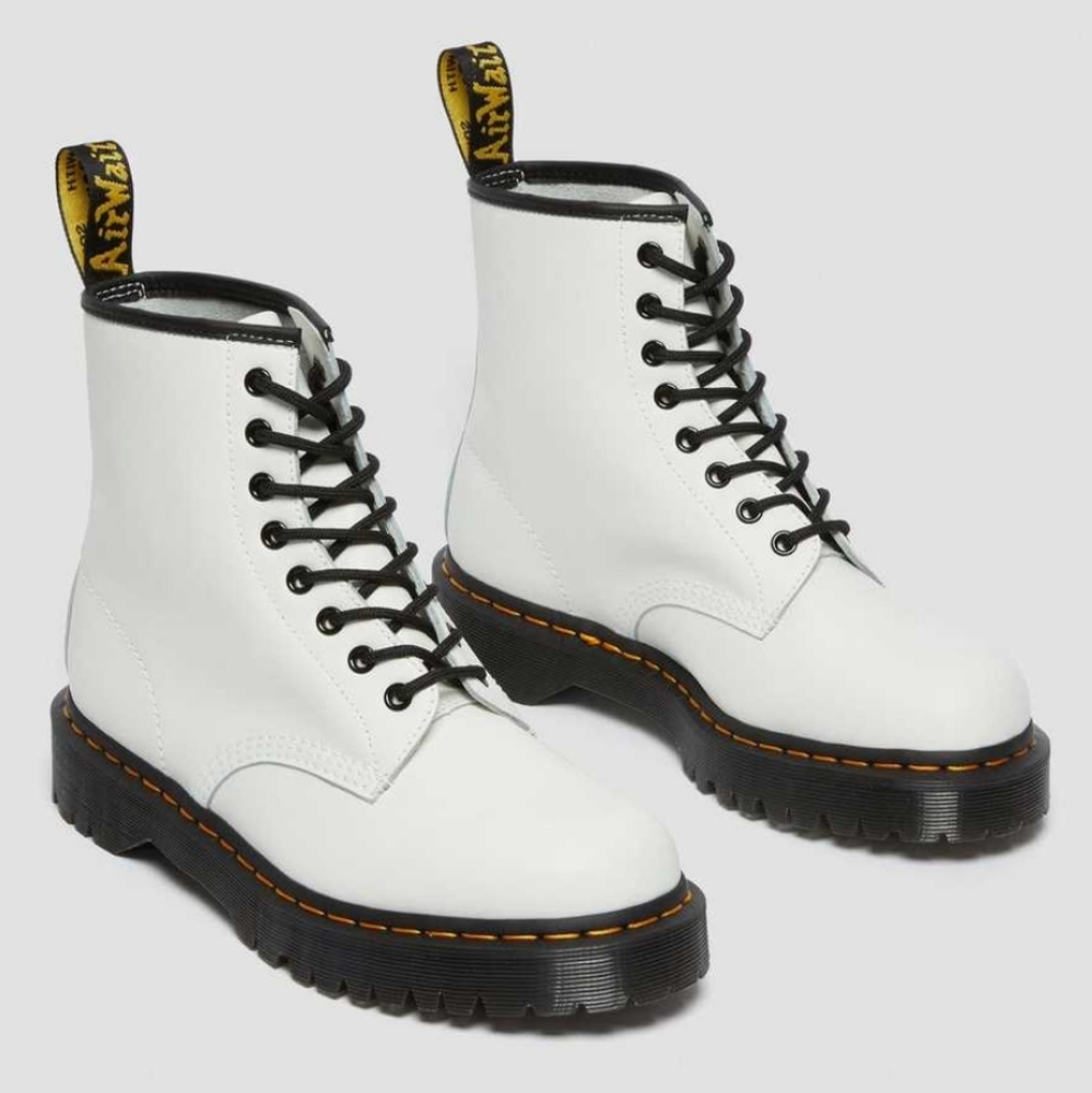 Dr.Martens 1460 Bex White Smooth Leather Lace Up Boots
